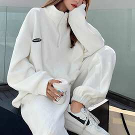 2022春季新款华夫格卫衣套装女休闲时尚可盐可甜炸街运动服两件套
