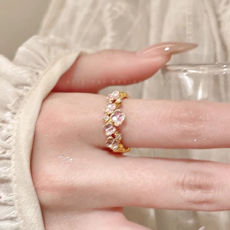French Iris Flower Open Ring For Women Light Luxury Vintage_voghion.com