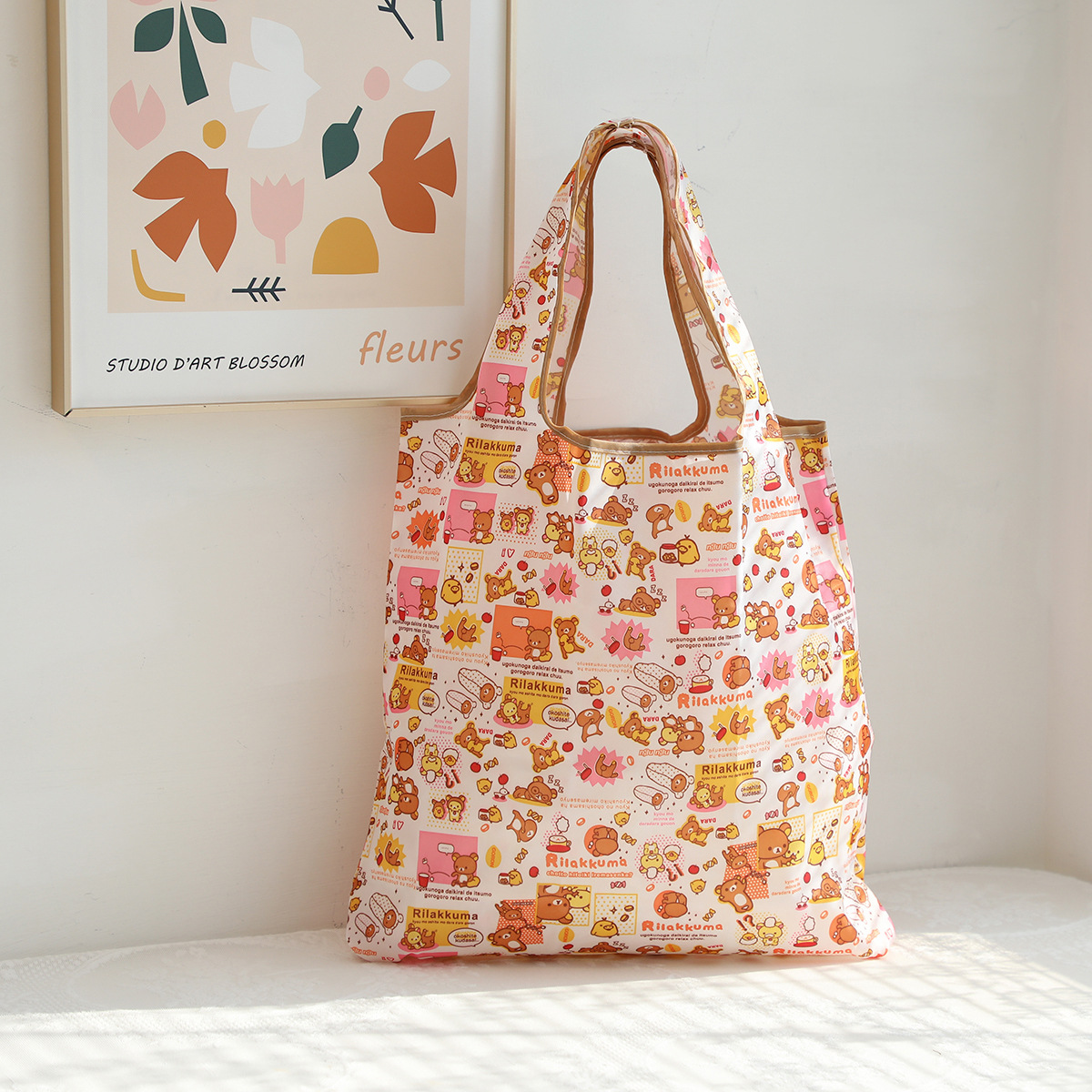 Dibujos animados lindo coolomi gran capacidad bolsa de protección del medio ambiente portátil plegable supermercado bolsa de compras bolsa de tela ligera bolsa de hombro