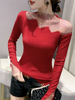 Heavy Industry Hot Rolled Diamond Long sleeved T-shirt Women's Fashion Sexy Inner Layup Top Tight Small Shirt