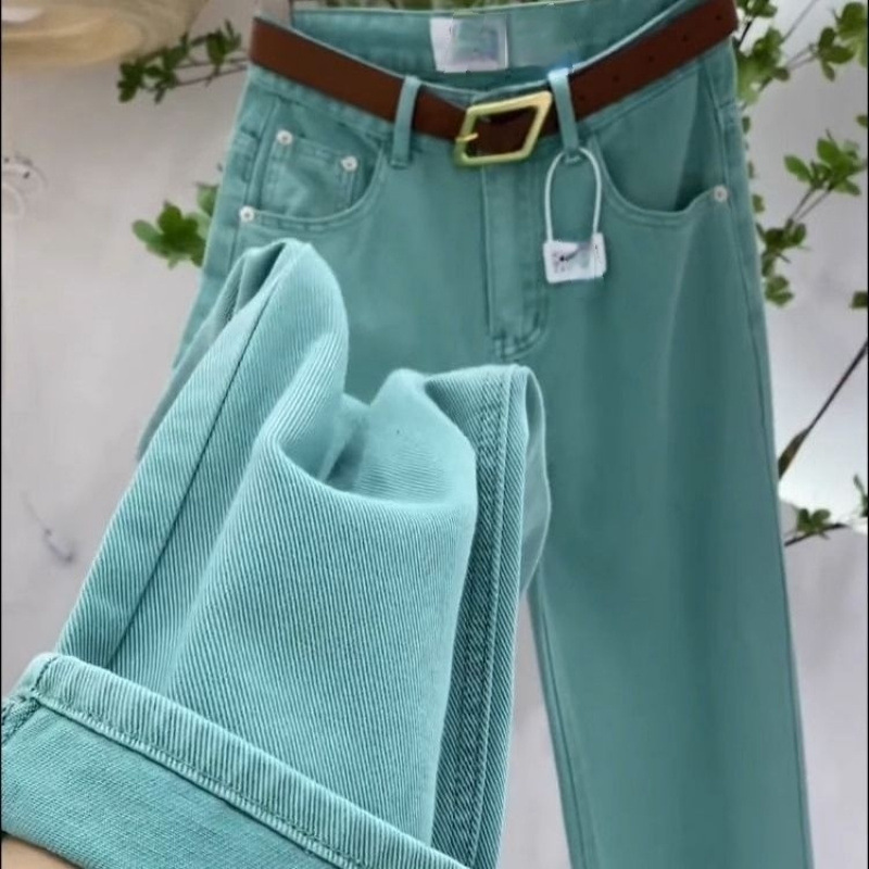Dopamine Girls Lake Jeans Autumn New plus size High Waist Slimming Straight Pants Dopamine Girls Lake Jeans Autumn New plus size High Waist Slimming Straight Pants