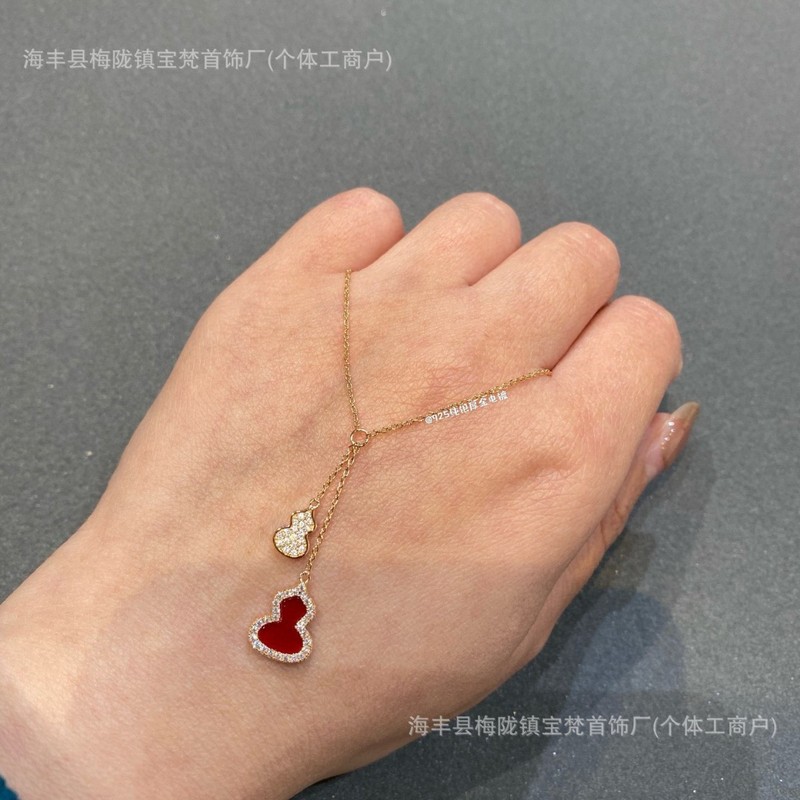 新款纯银S925麒麟葫芦项链红玉髓白贝母镶钻平安本命年吊坠玫瑰金|undefined