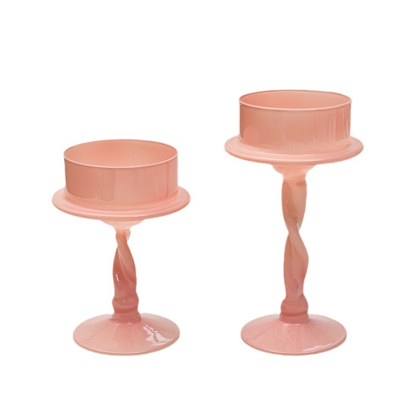 Creativo hecho a mano Rosa candelabro de cristal decoración espiral Barra de vacaciones atmósfera decoración vela cilíndrica suministros de la boda