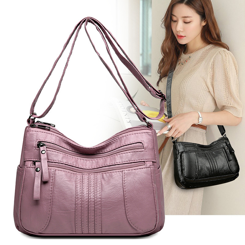2025 New Large Capacity Crossbody Bag Solid Color Casual Outdoor Casual Shoulder Bag Commuting Easiest for Match Middle-Aged Mom Bag