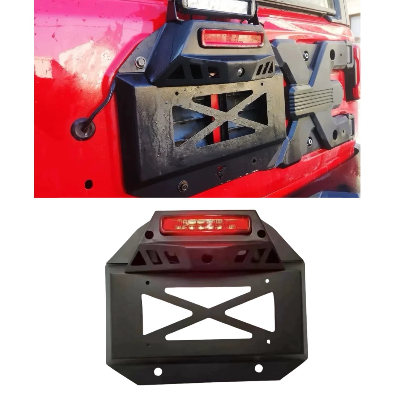 适用于吉普牧马人JK 改装备胎牌照罩 汽车牌照架框架 外部配件