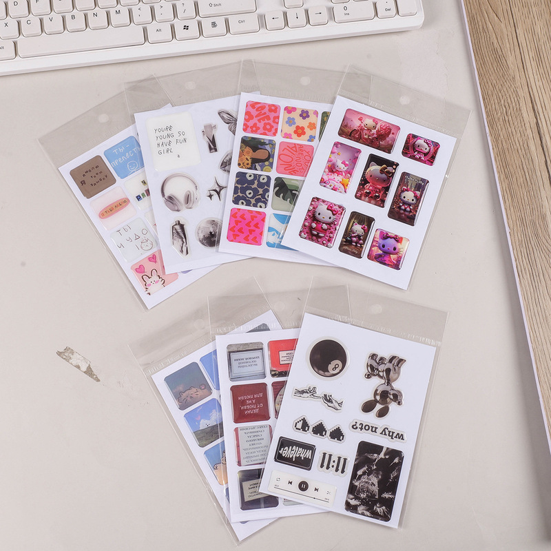 Crystal Resin Illustration 3D Stickers, Adhesive Labels, Creative Ins-Style Three-Dimensional Stickers, Custom-Shaped Journal Stickers