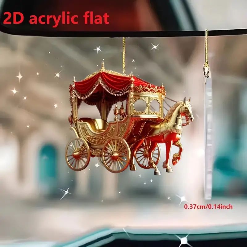 Navidad creativa carruaje de Navidad árbol de Navidad decoración transfronteriza nuevo acrílico plano colgante espejo retrovisor de automóvil