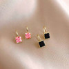 Sophisticated small square zirconium, earrings, simple and elegant design