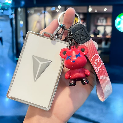 Holder Nfc Card Bag S07/L07/G318 – Car key bag - changan-cyan-card-key-single-shell-white-red-violent-bear-pendant