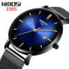 Waterproof fashionable calendar, ultra thin quartz men's watch for leisure, European style