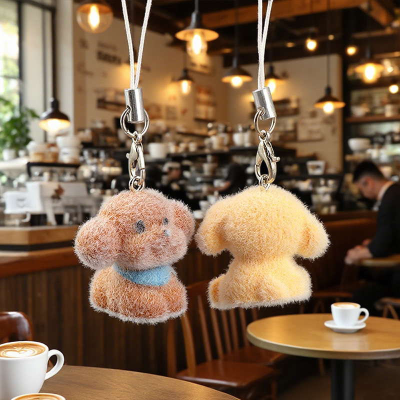 かわいい立体植毛樹脂犬ペンダントミニ人形携帯電話ペンダント DIY キーホルダージュエリーアクセサリー|undefined
