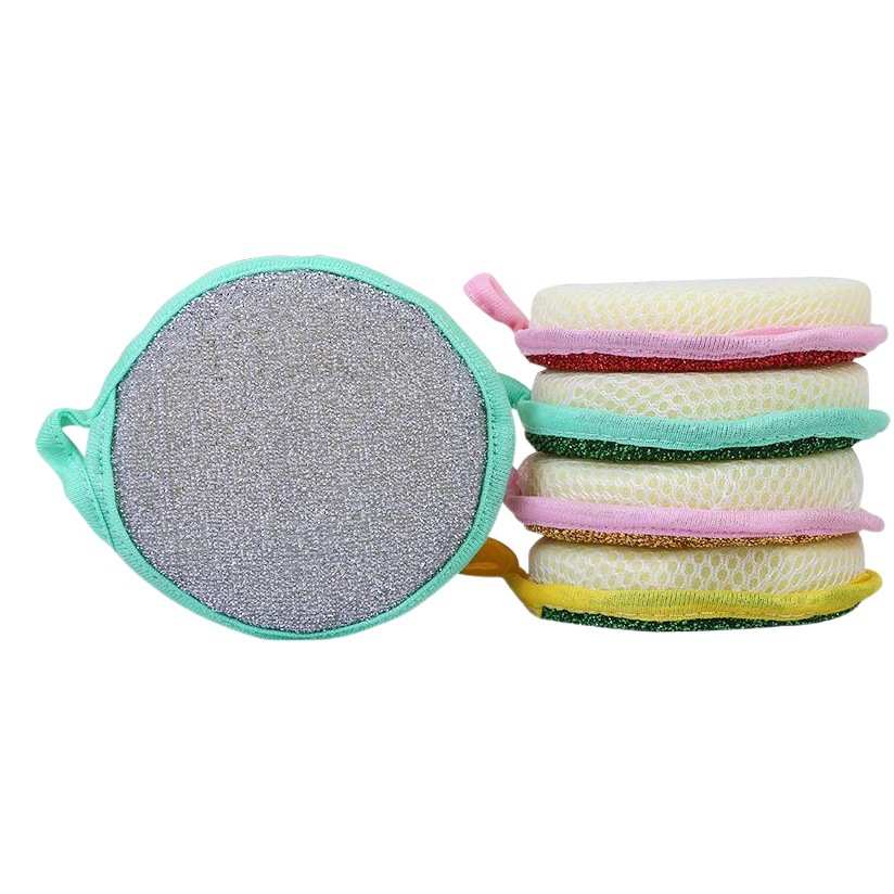 Yuanbao Towel Double-sided Round Bowl Washing Yuanbao Towel Thickened Household Cleaning Sponge Kitchen Cleaning Dish Cloth Rag