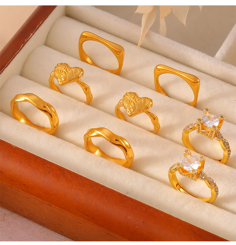 Gold Plated Geometric Stainless Steel Ring