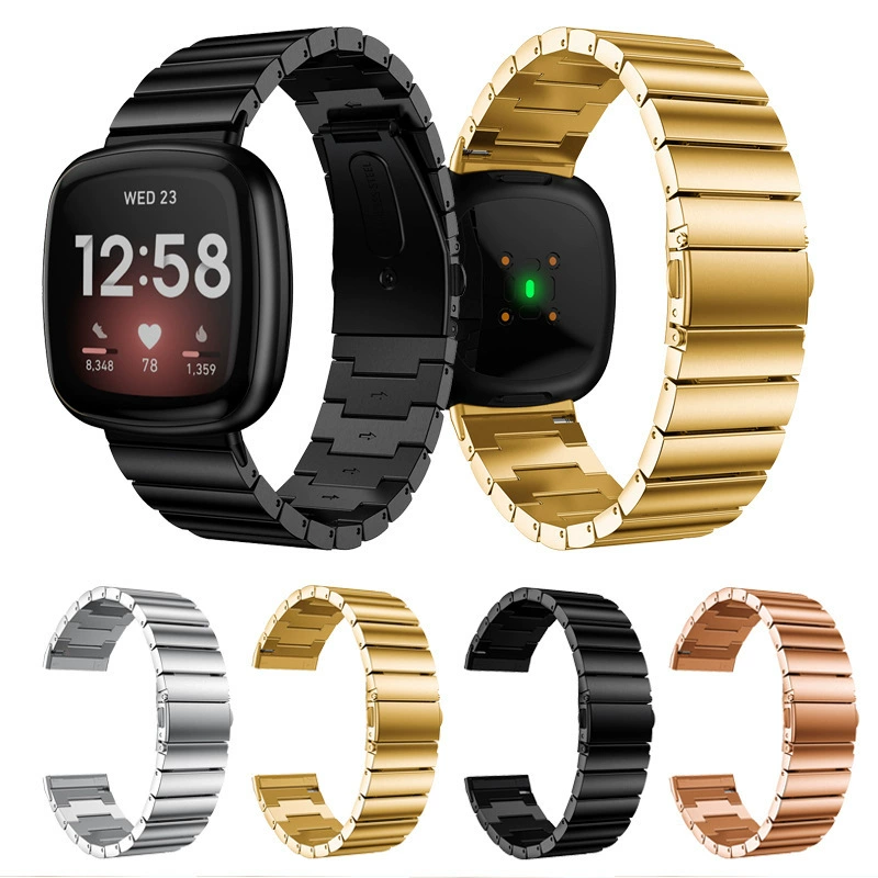 Для умных часов fitbit versa3sense с Бусиной из бамбука из нержавеющей стали с плоской пряжкой и ремешком