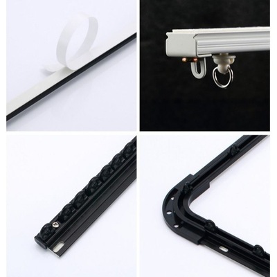 铝合金窗帘轨道免打孔安装粘轨单双滑轨顶装侧装轨窗帘杆滑轮滑道