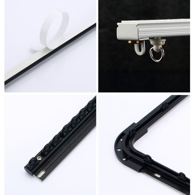 铝合金窗帘轨道免打孔安装粘轨单双滑轨顶装侧装轨窗帘杆滑轮滑道