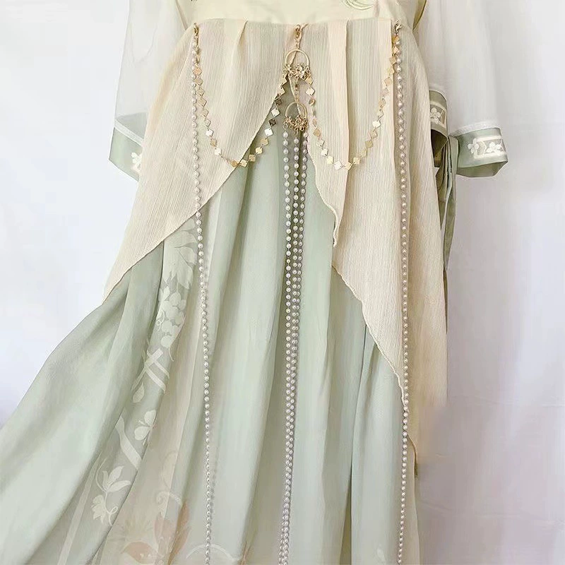 Древний стиль прессованный Hanfu поясной цепь висит украшение Hanfu запретный шаг перед прессованный жемчужный длинный кисточки украшения западного стиля аксессуары