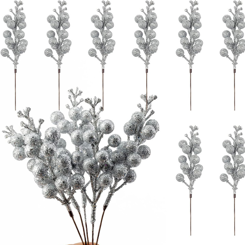 24 Pieces of Gold Powder Christmas 15 Balls Berry Cuttings Christmas Tree Decorations Garland Accessories Home Party Decoration Cross-Border