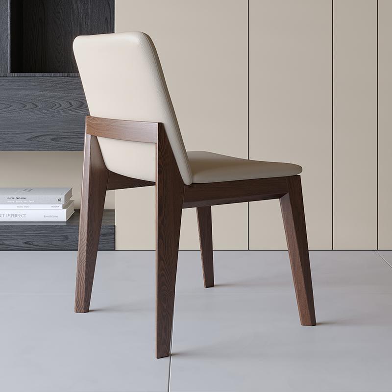 Solid Wood Dining Chair Home Nordic Designer Milk Tea Shop Backrest Stool Modern Simple Leather Hotel Restaurant Chair