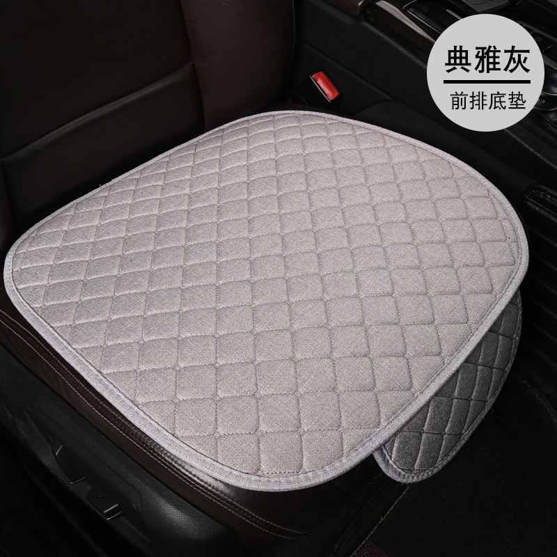 Single/3-Piece Set, Universal Seat cushion, seat cover - lnh-square-linen-elegant-grey-front-single