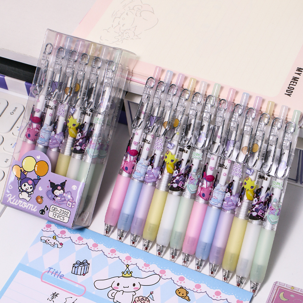 Cute postre fiesta 12 bolígrafos de caja de dibujos animados perros metal bolígrafo neutro bolígrafo de firma ST negro