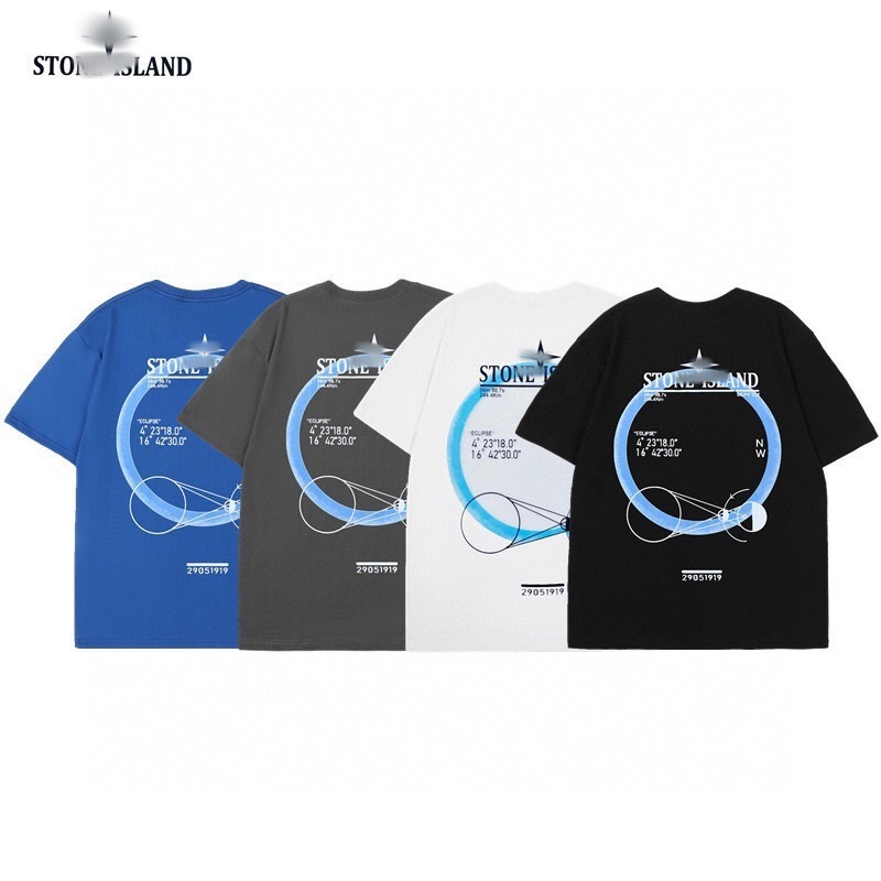 クロスボーダー高品質ストーンクラシックソリッドカラーカジュアルプルオーバー半袖メンズとレディースハイストリートベーシックT|undefined