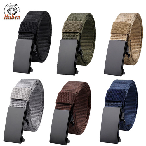 Alloy automatic buckle thickened nylon belt smooth buckle men's toothless tactical belt casual versatile belt