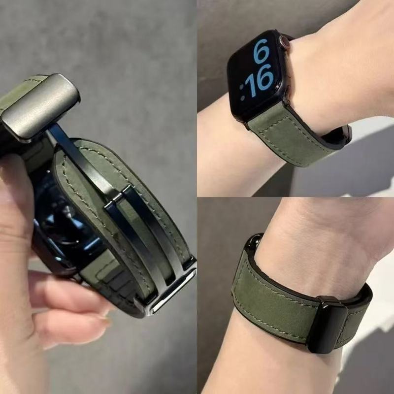 适用苹果表带iwatchS9代S8Apple智能手表带7654321真皮磁吸表带|undefined