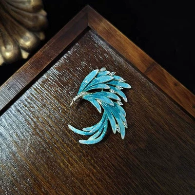 Enamel Phoenix Tail Brooch, Accessible Luxury and High-End Corsage Pin, Silk Scarf Buckle, Clothing Accessories, Clothing Accessories, Ins Jewelry (Yaxa sancaqları) - x-148-blue-phoenix-tail-brooch