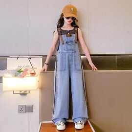 多巴胺穿搭女童牛仔背带裤2026春夏新款洋气时髦中大童休闲牛仔裤