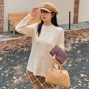 Plus Size Women's Casual Stand-Up Collar Top Women's Jacquard Knitwear 2025 Winter Fat mm Inner Bottoming Knitwear 22728