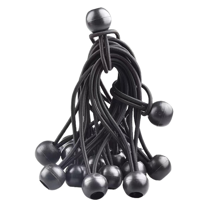 Fábrica al por mayor cuerda redonda elástica con bola tienda de campaña cuerda de almacenamiento elástica trampolín bola cuerda al aire libre cuerda fija hebilla