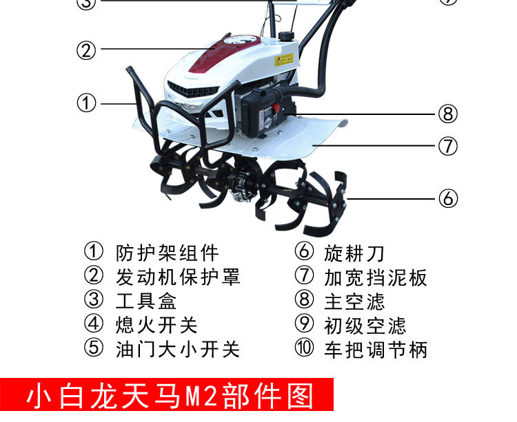 小白龙微耕机水旱两用旋耕机小型耕地机家用犁地翻土机打田机拖拉机详情7