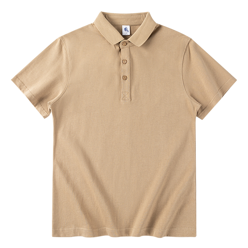 Camisas de algodón pesadas de verano con solapa polo masculinas de color sólido sueltas simples casuales versátiles camisetas