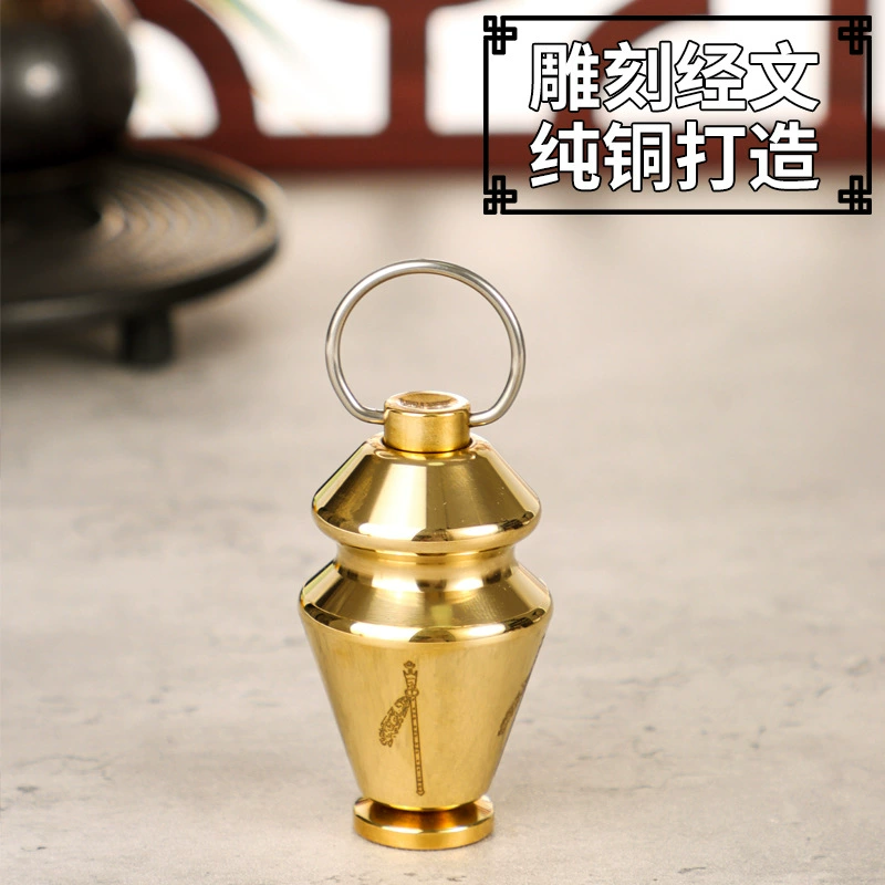 Pure copper ornaments paper scripture handheld prayer wheel Guanyin heart mantra to ensure peace manual prayer wheel