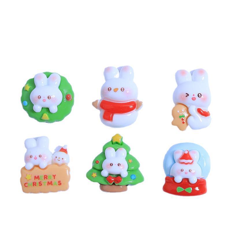 かわいいクリスマスのウサギのウサギの子供の趣味の手作りのdiyクリームの携帯のケースの髪飾りのヘアピンのアクセサリーの樹脂の部品の卸売り|undefined