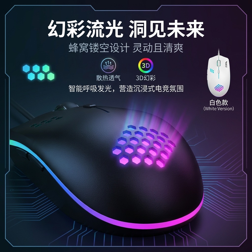 发光鼠标游戏电竞轻便电脑笔记本台式耐用办公静音款有线鼠标现货
