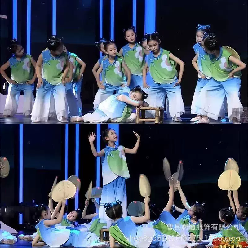 Детство Летняя ночь танцевальная одежда Пу вентилятор встряхнуть Лето бабушка мост детство детские воспоминания Луна шепот производительности одежда