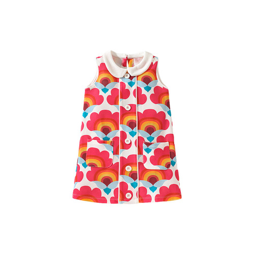 Little mave children's skirt  summer new children's clothing sleeveless lapel European and American children's dress
