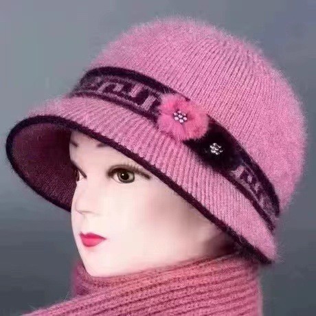 Warm Knitted Beanie Hat With Bowknot For Elderly Women Winter_voghion.com