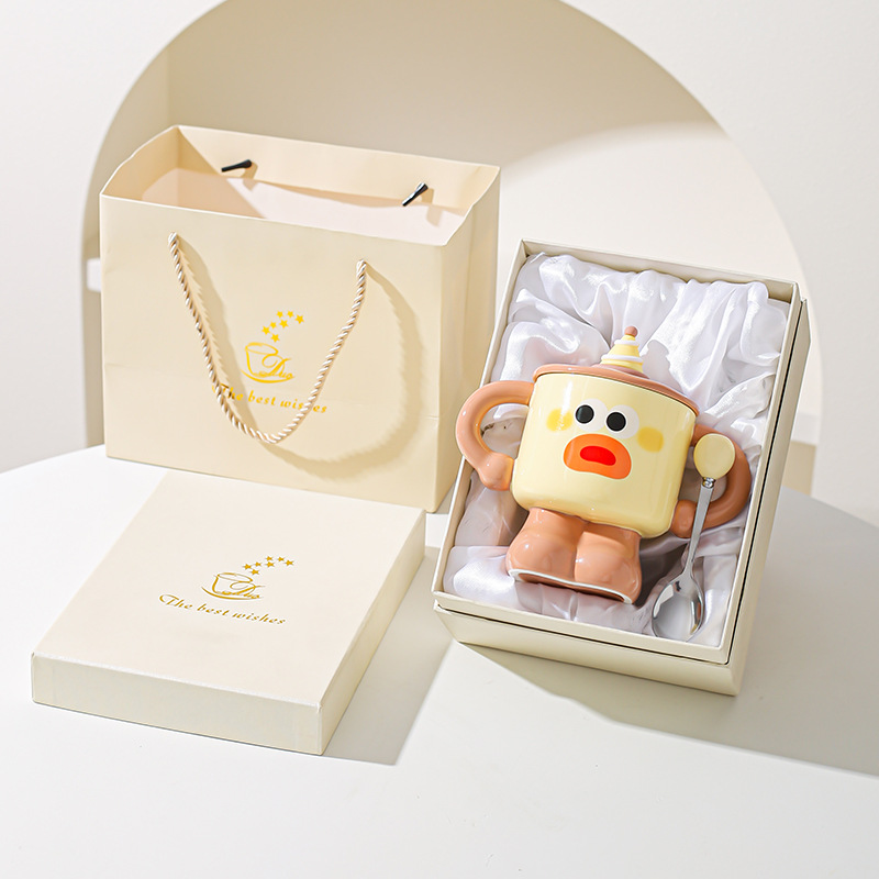 Taza de cerámica de payaso creativo con cubierta con cuchara taza de marca de taza de dormitorio de niñas taza de agua doméstica regalo de vacaciones amigos