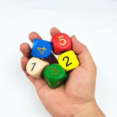 3cm木质儿童益智玩具 实木骰子数字1-6 幼儿园启蒙助学道具筛子|ms