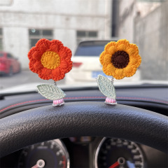 可愛創意立體搖擺花朵車載擺件汽車窗邊中控台可愛車內裝飾品女
