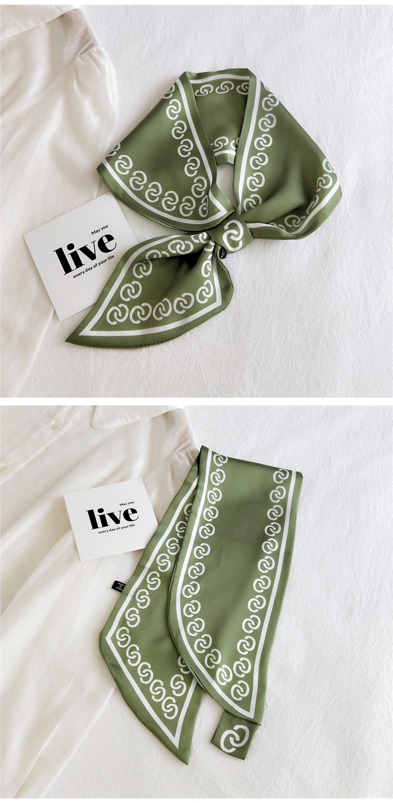 50g Weight Silk Scarf Classification Travel Occasion Unisex Gender Patchwork Design Sweet Style Khaki, Grey, Purple, Red, Green, Blue, Camel, Yellow, Black Color Fashion Printing Small Silk Scarf 16