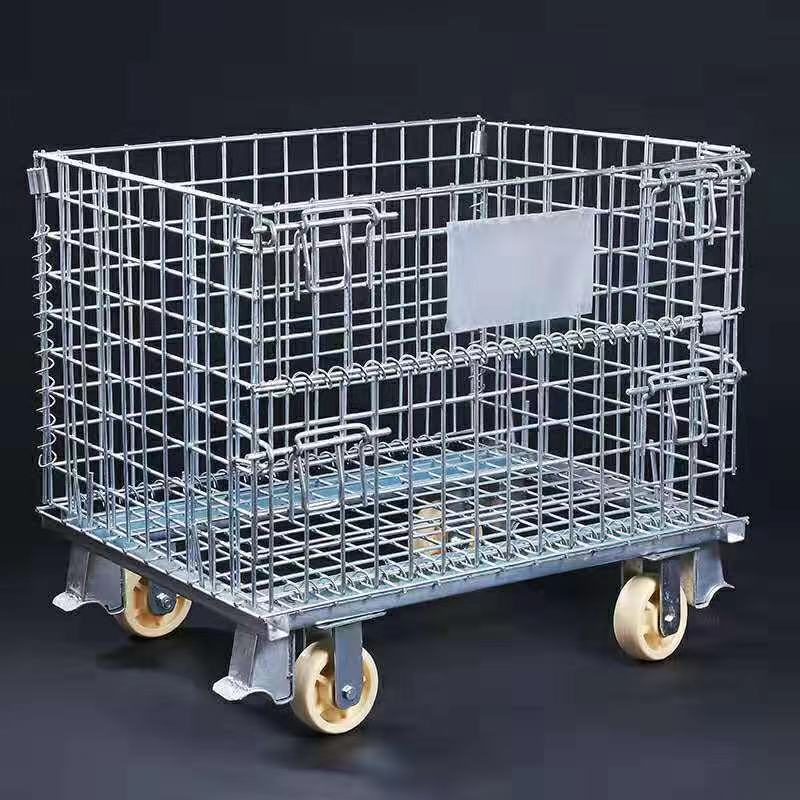 厂家直销折叠仓储笼金属快递分拣货架移动仓库笼网周转箱铁筐
