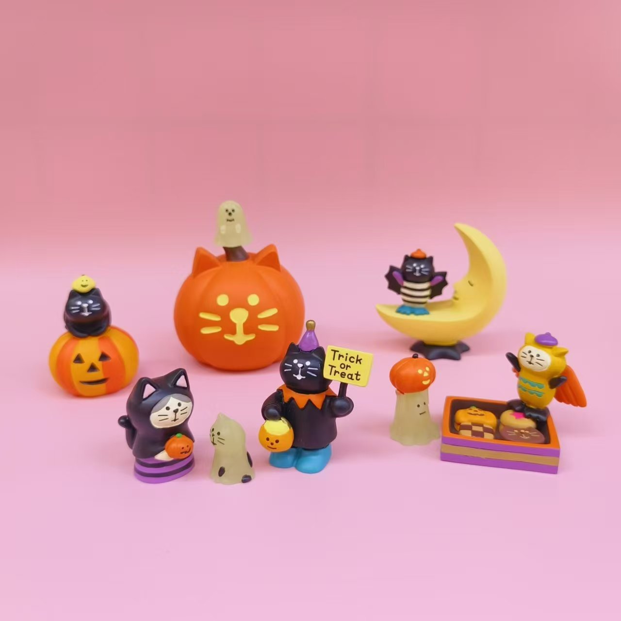 일본 고양이 20.24 백만 거룩한 축제 호박 귀여운 장면 소품 타이드 플레이 창조적 인 선물 ZAKKA 수지 작은 장식품