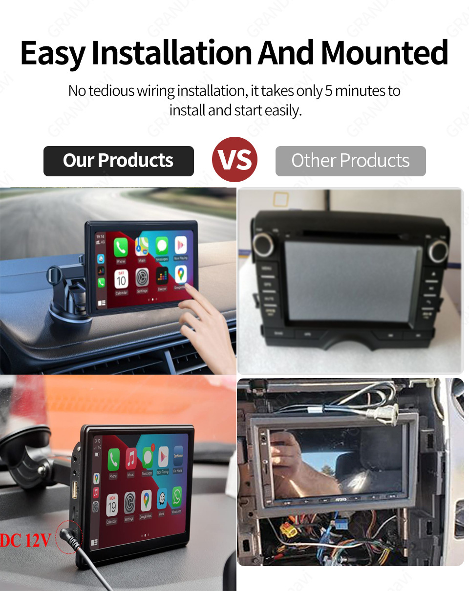 Cross-border foreign trade e-commerce 7-inch car mobile phone screen interconnection portable wireless carplay Auto Bluetooth