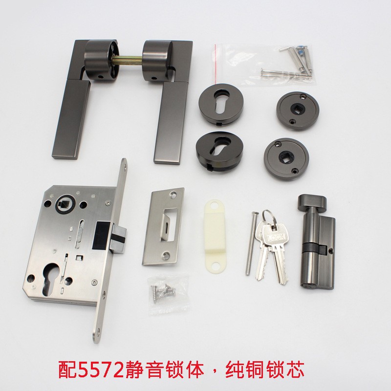 Cerradura de puerta interior de madera personalizada, silenciosa, estilo japonés, con manija sólida dividida de aleación de zinc, cerradura magnética silenciosa para interiores.