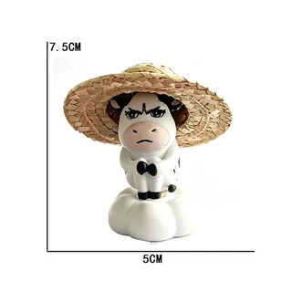 emo grassland cow car ornament electric car interior decoration ugly-cute figurine working cow office desk decoration