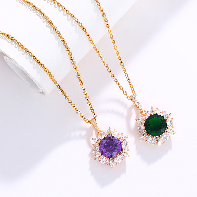 Colgante elegante de la manera europea y americana de la gema de imitación del tesoro artificial colorido de la joyería de Xuming del color con incrustaciones levemente con el colgante del circonio